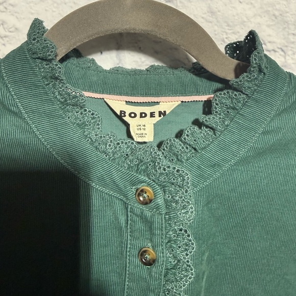 Boden Tops - Boden Phoebe Cord Shirt with Lace Detail, Size 12